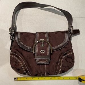 Coach brown fabrics and leather monogrammed purse